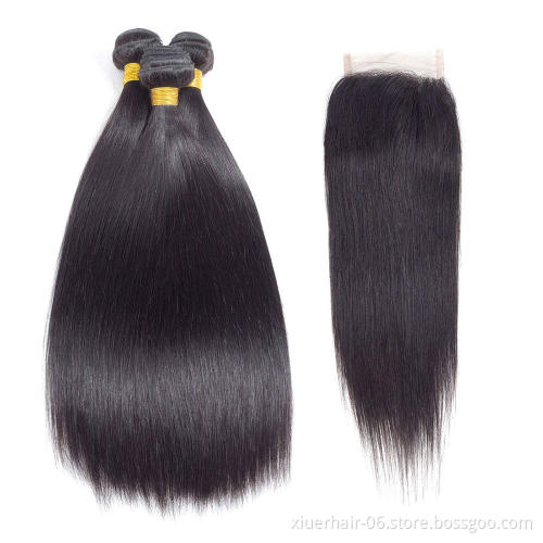 Cheap Unprocessed Virgin Hair Straight 26 Inches Brazilian Hair 3 Bundles With Closure